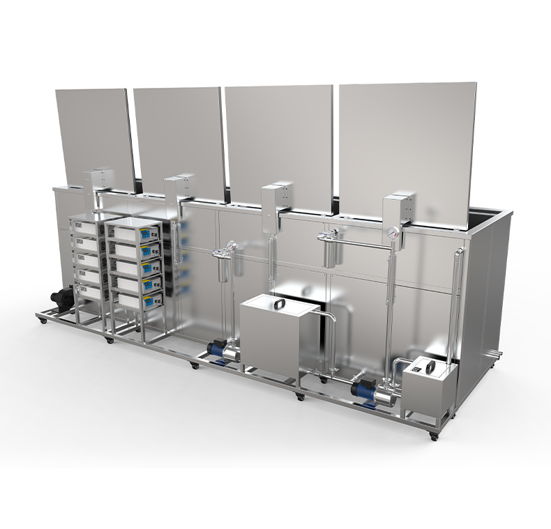 冠博仕 GF4-1240PLH 四槽超聲波清洗機｜45L 24振頭工業清洗過濾漂洗噴淋烘干一體機